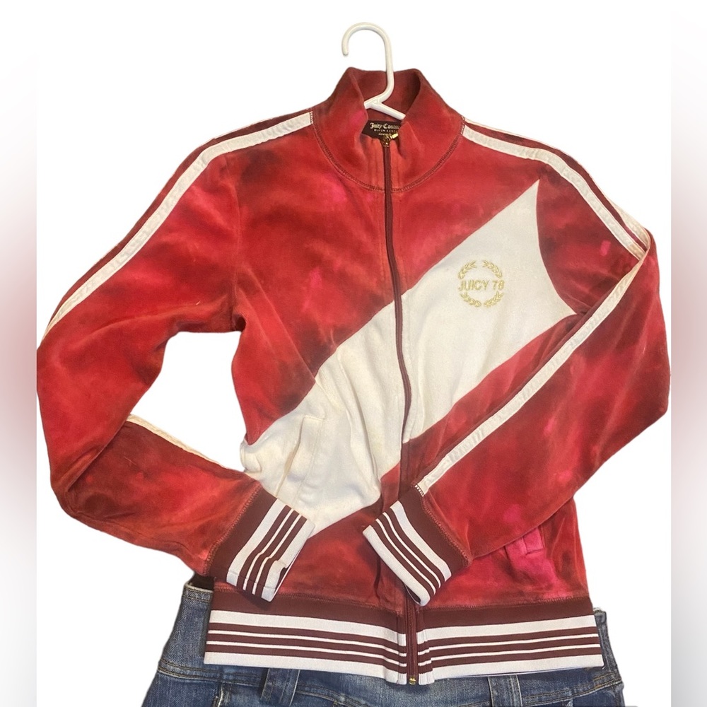 VTG JUICY ACADEMIA PINK/MAROON /TIE DYE VELOUR JACKET💜FREE SHIPPING